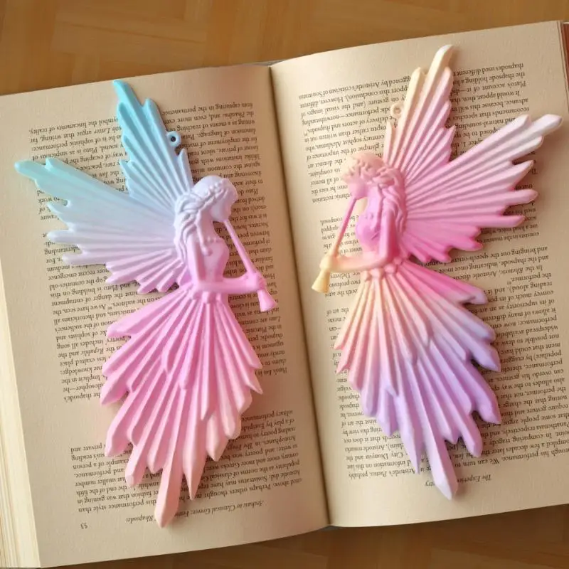 Creative Symmetrical Left And Right Blowing Flute Wings Fairy Mirror Silicone Mold Handmade Crystal Drop Glue DIY Angel Mold