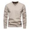 Autumn Winter Pullover Men's Sweater V-neck Solid Color Long Sleeve Men Clothing Warm Sweaters Men Casual Fashion Sweater Tops 3