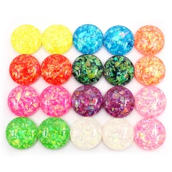 New Fashion Mix Color Flat Back Resin Cabochons with Built - in Metal Foil - 8mm x 40pcs