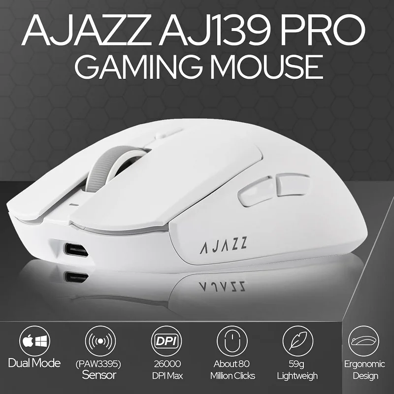 Wireless Mouse Gaming Mouse Wired Mouse Optical Mouse Ajazz AJ139PRO Wireless 2.4GHz + Wired Gaming Mouse PAW3395 for Gaming Laptop PC Optical