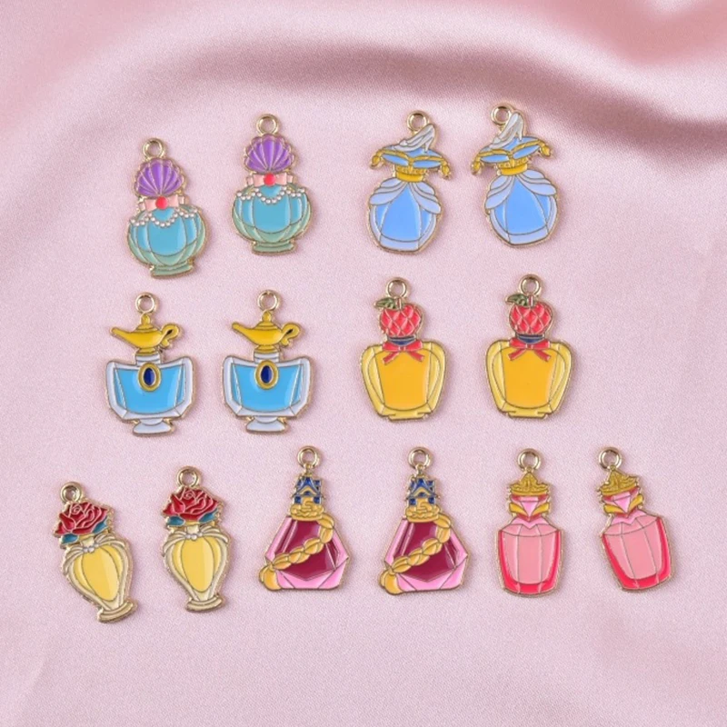 

10pcs Alloy Enamel Perfume Bottle Charms Pendants for Cute Necklaces Drop Earrings Keychain DIY Jewelry Making Findings