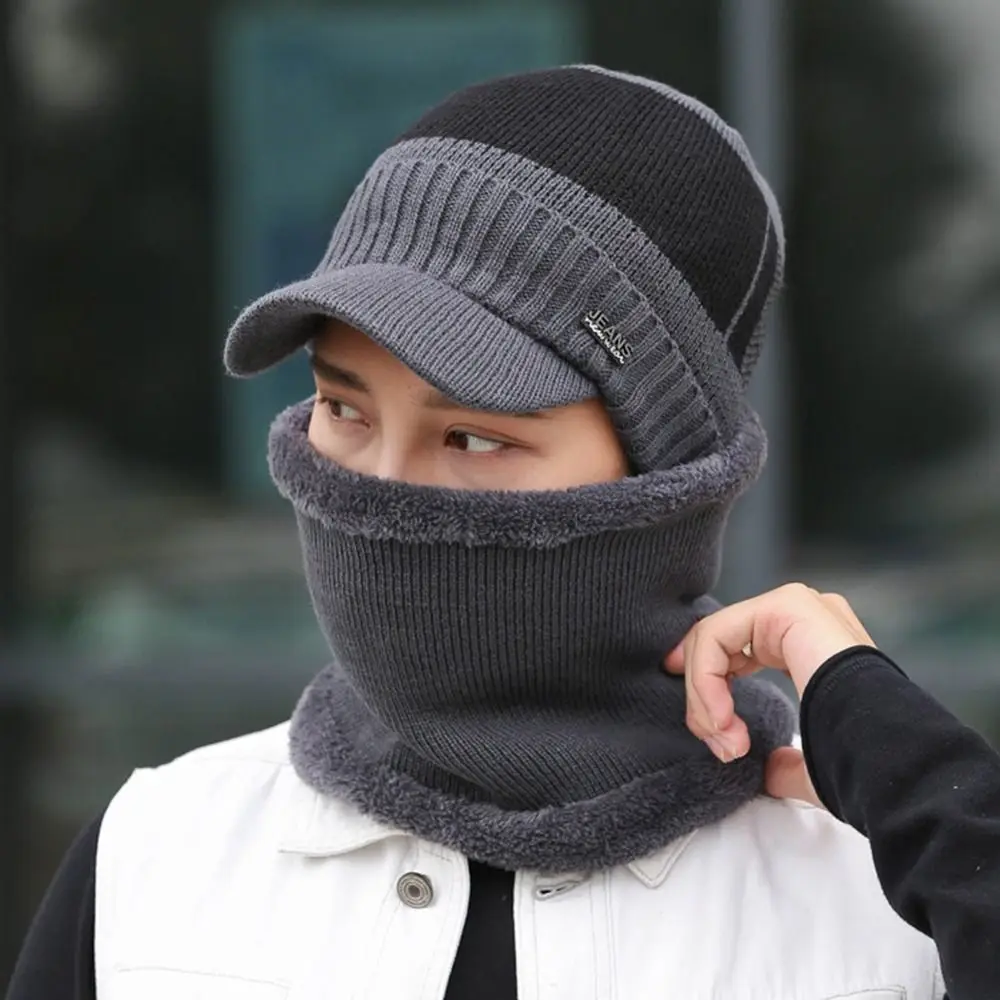 Winter Hat Knitted Beanie Cold Protection Fleece Ski Cap Breathable Men's