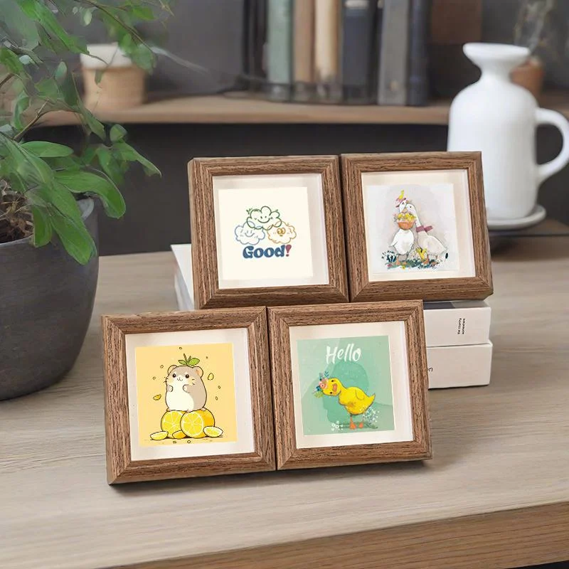 Wooden Square Photo Frame Handmade Tabletop Display