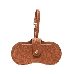 Premium Leather Magnetic Glasses Case with Lanyard - Portable and Travel - Friendly Eyewear Holder (Brown)