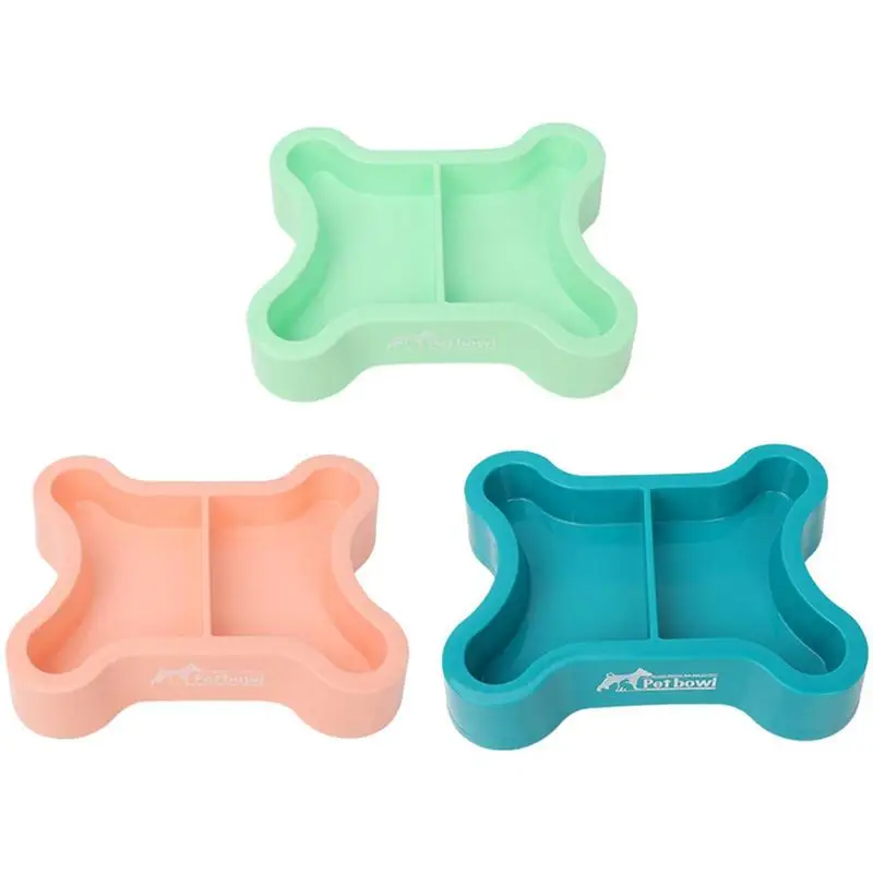 

Dog Bowl For Medium dogs Puppy cats Bone Shaped Double Dog Feeding Bowl Outdoor Travel Food Water pet bowls & Accessories