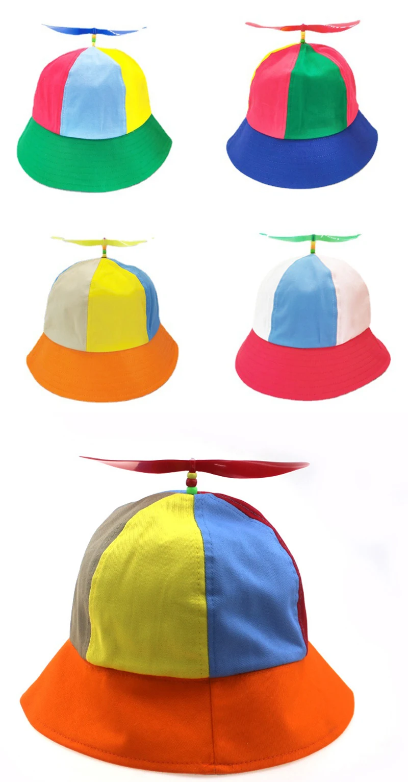 New Custom Logo Parent Child Cotton Helicopter Propeller Bucket Cap Outdoor Unisex Color Matching Sun Protection Fisherman Hat