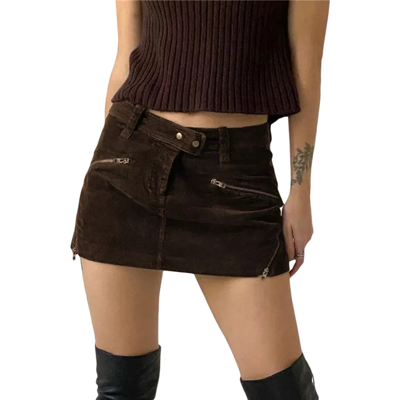 Vintage Skirt for Women Grunge Aesthetic Solid Color Skirts with Zipper Decor y2k 2000s Clothes Emo Skirt Streetwear 1 Vintage Skirt for Women Grunge Aesthetic Solid Color Skirts with Zipper Decor y2k 2000s Clothes Emo Skirt Streetwear