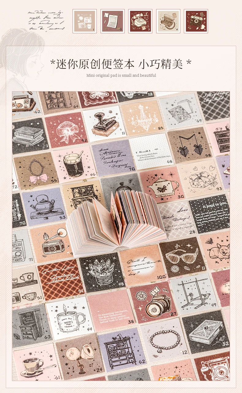 Journal GO 100 Seiten Delicate Girl's Life Material Book Daily Life Material Paper für Scrapbooking Collage Junk Journal DIY – Detail 5