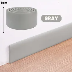 Waterproof 3D Wall Skirting Sticker with Anti - Collision Design, Self - Adhesive Decor Tape - 2M(1Roll) (GRAY)