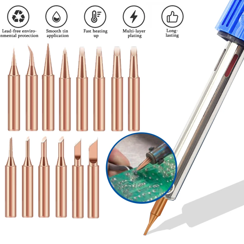 

Pure Copper Soldering Iron Tip Lead-free Solder Tips 900M-T Welding Head BGA Soldering Tools Branding Iron Welding Durable Parts