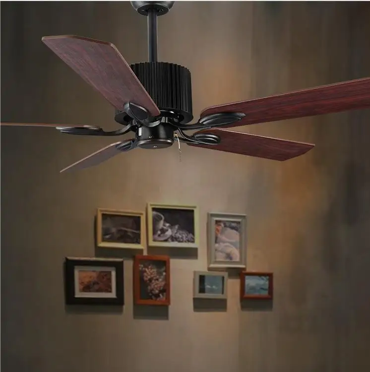 

High Quality Loft Fan Chandelier Retro Dining Room Household Electric Fan Mute LED Remote Leaf Fan Lamp