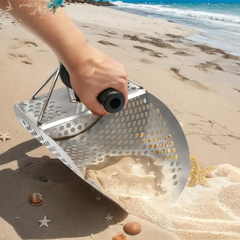 Stainless Steel Beach Sand Scoop Metal Detector Hex Shovel Sanding Sifting Shovel Treasure Detecting Tool Garden Gadgets