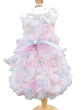  2022 Cute Pet Dog Fine Clothes Handmade Chiffon Flower Lace Bow Princess Dresses For Small Medium Dog Outfits Puppy Poodle Coats 