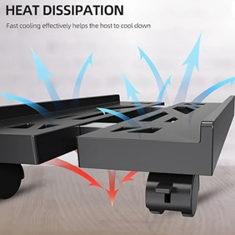 A25F-Adjustable Mobile CPU Stand Ventilated Computer Tower Stand PC Tower Stand 4 Caster Wheels Under Desk Holder