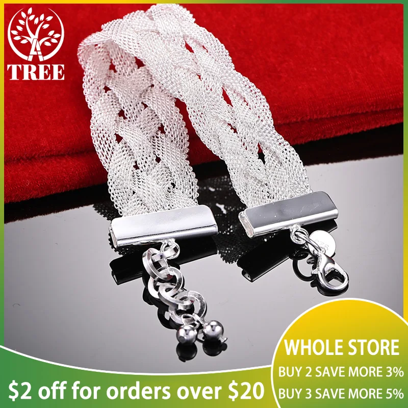 

ALITREE 925 Sterling Silver Woven Strap Bracelet For Woman Chain Wedding Accessories Birthday Party Fashion Jewelry