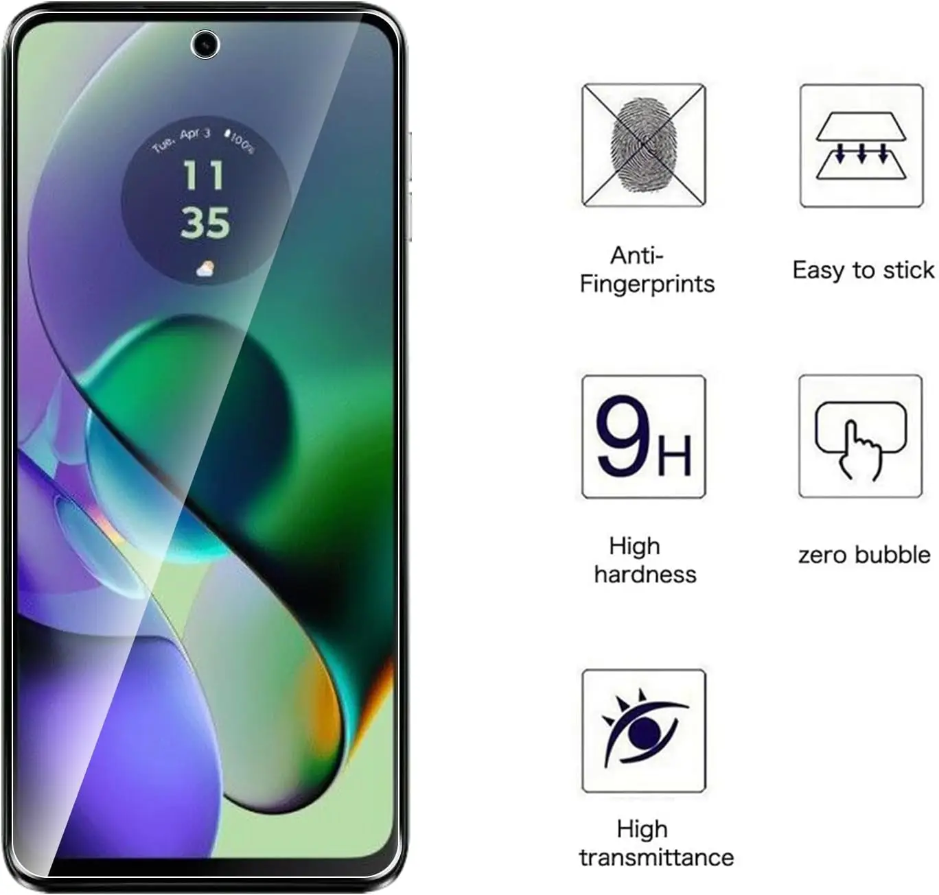 Premium Shatterproof Tempered Glass Screen Protector Film, 1/4 Pack