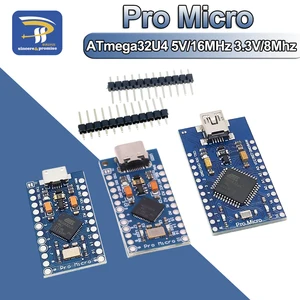 MINI USB Pro Micro для Arduino ATmega32U4 5 В/16 МГц 3,3 В/8 МГц, модуль с 2-рядным штырьковым разъемом Leonardo, интерфейсная плата Usb типа C