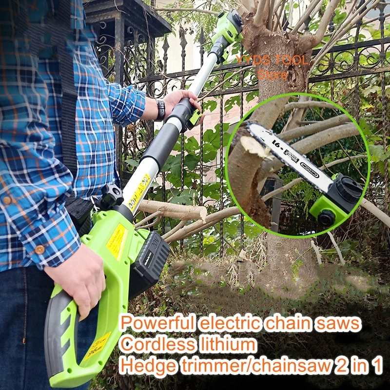 Retractable lithium high pruning saw electric high pruning shears telescopic aerial pruning multi-function hedge trimmer 12000rpm electric pole hedge trimmer cordless telescopic hedge trimmer for tree weed garden 40w