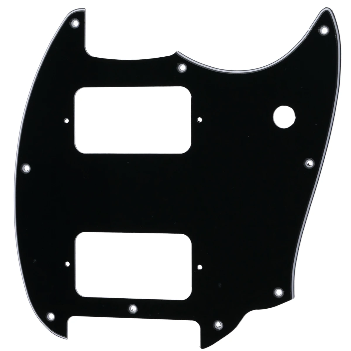 Musiclily Pro 9 Otworów Okrągły Narożnik Hh Gitara Pickguard 2 Humbucker Dla Squier Bullet Serii Mustang, 3Ply Czarny