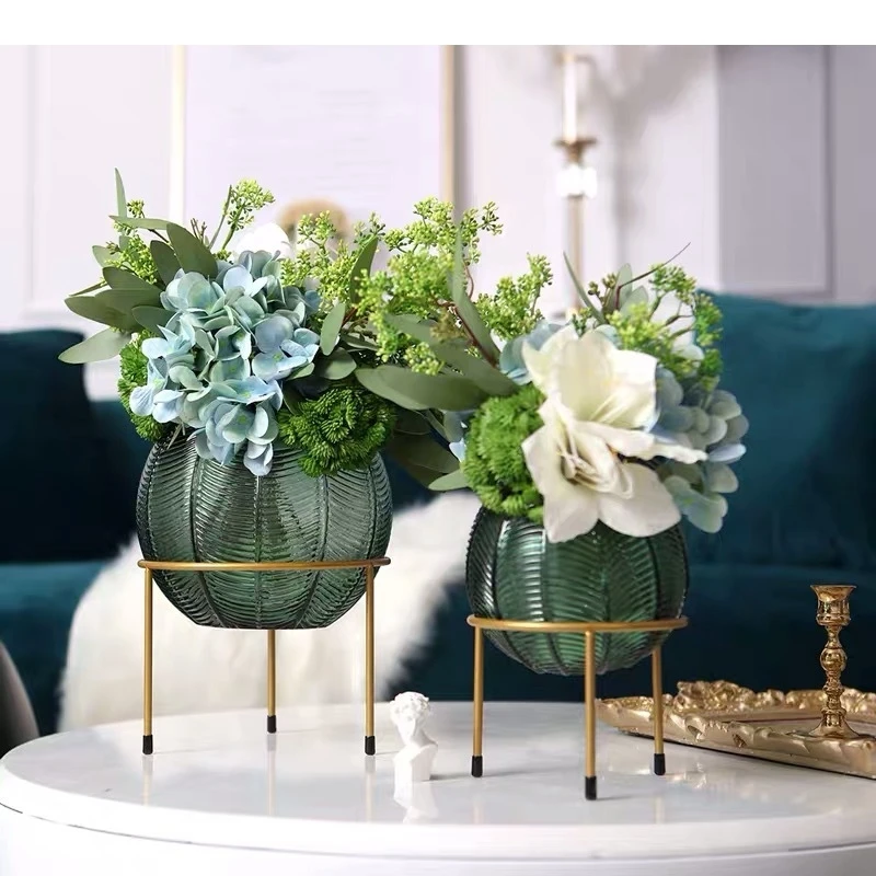 

Lantern Shape Glass Vase Leaves Relief Flower Pots Decorative Flower Arrangement Modern Home Decor Hydroponics Floral Vases