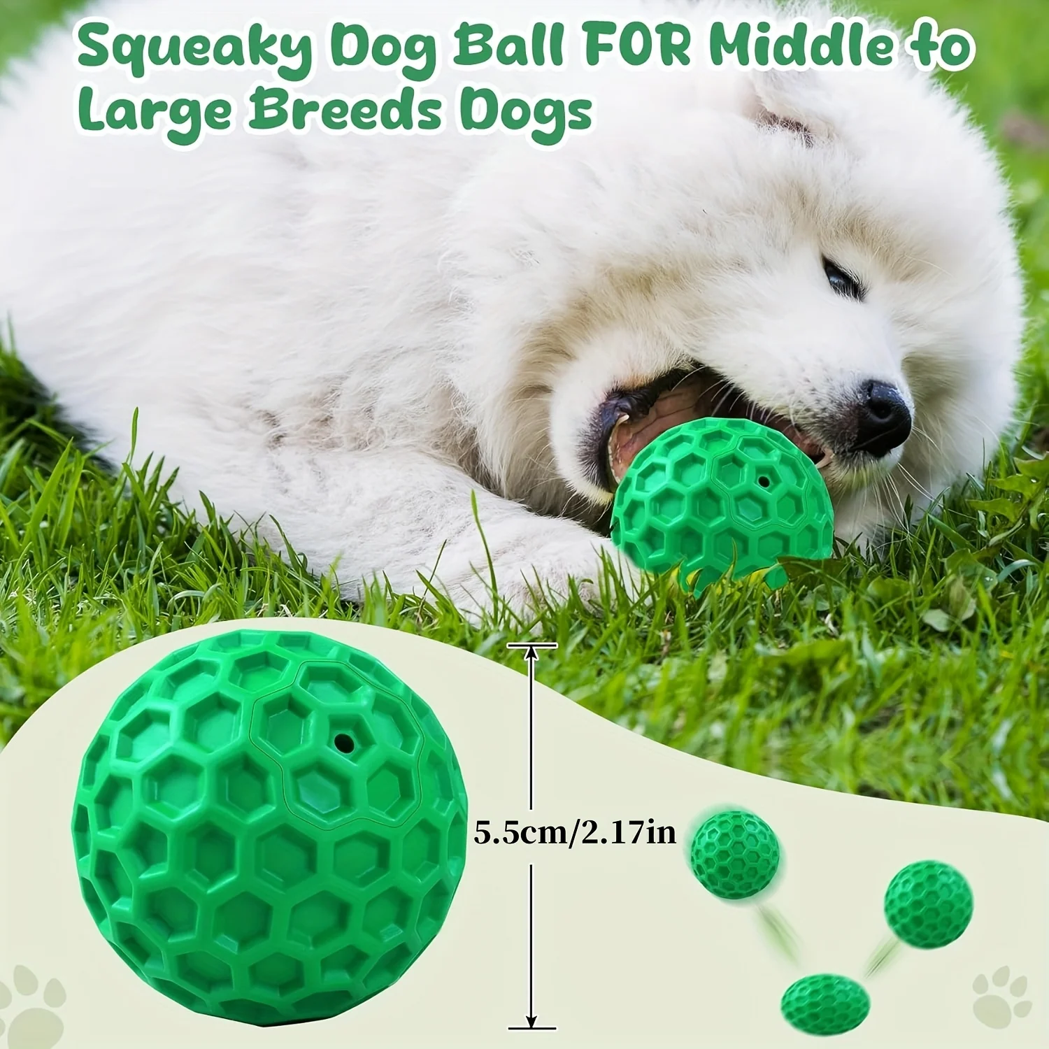 Robustes Naturkautschuk Hundekau-Spielzeug Unzerstörbarer Quietschball für Starke Kauer mit Rindfleischgeschmack Sechseckiges Design für Zahngesundheit – Detail 2