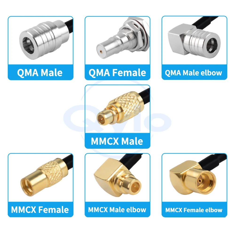 QMA auf MMCX Stecker/Buchse Adapterkabel Verbindungskabel Antenne HF-Verlängerungskabel Hohe Flexibilität RG174 TPU-Kabel (1 Stück)