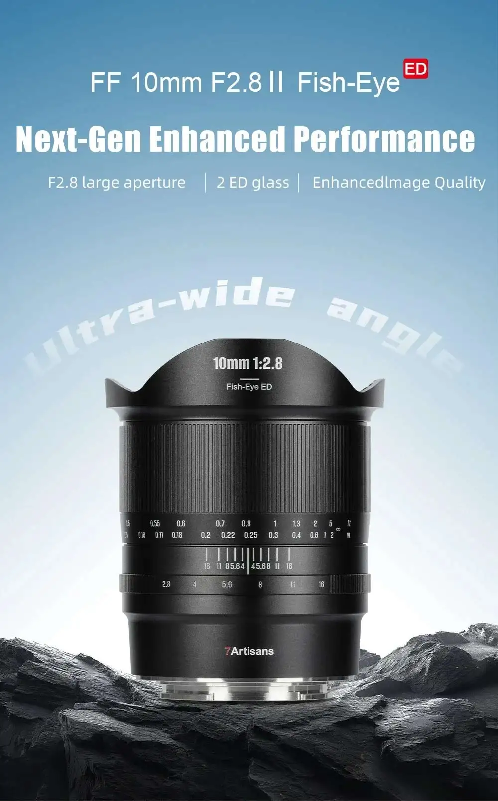 7artisans 10mm F2.8 II Full Frame Camera Lens Ultra Wide Angle 185°Manual Focus