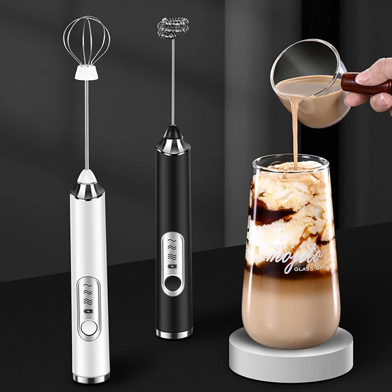 Portable Rechargeable Milk Frother - 3-in-1 Handheld Foam Maker, High Speed  Drink Mixer, Coffee Frothing Wand