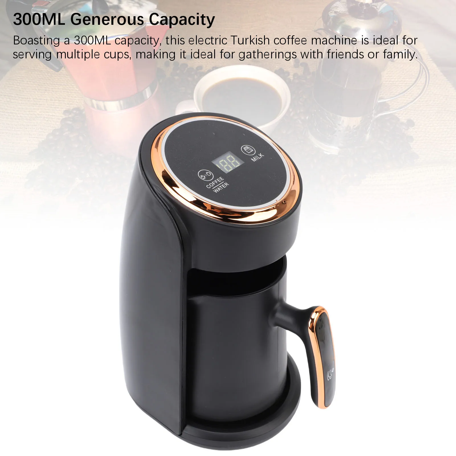 600W Turkish Coffee Maker Turkish Coffee Machine 600W Anti Overflow 300ML Visible Turkish Coffee Maker 4 Cup for Home
