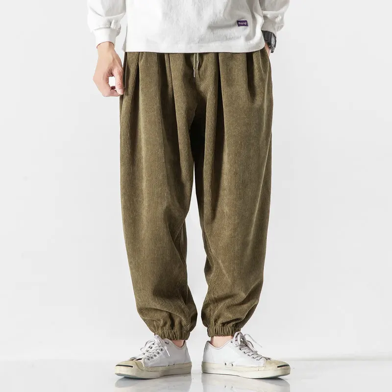 blue harem pants New corduroy men's corduroy pants fashion men's jogging pants cotton women's casual pants streetwear harem joggers Harem Pants