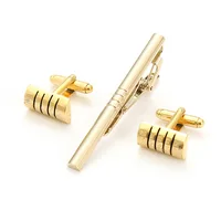 High-end Gold Color Cufflink Tie Clip Set Cufflink Shirt Collar Clip Men's Business Luxulry Jewelry Wedding Accessories 2