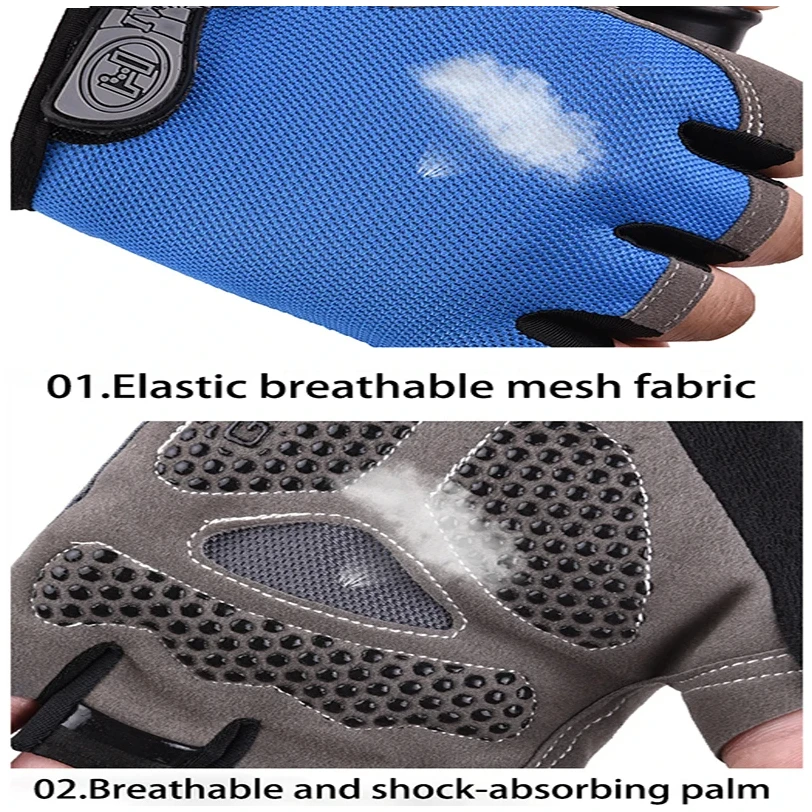 Men Cycling Bicycle Gloves Half Finger Gym Gloves Women Mitten Breathable Anti-slip Glove Fitness Sport Training