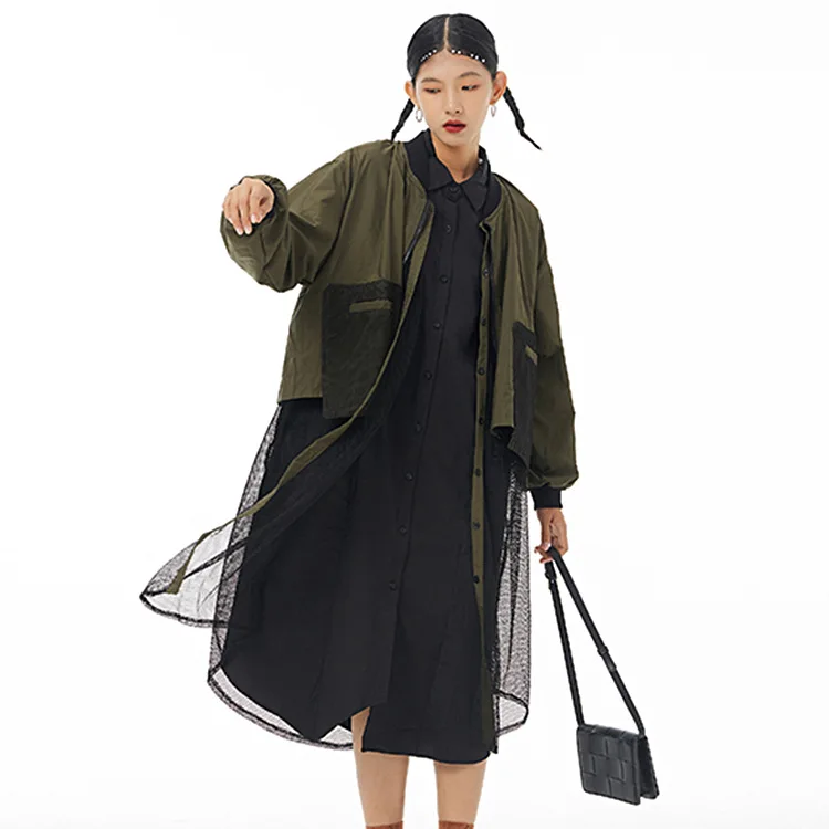 2023 Autunno Yamamoto Dark Fashion Original Women'S Mesh Stitching Coat Uniforme Da Baseball Da Donna Dimagrante 5656