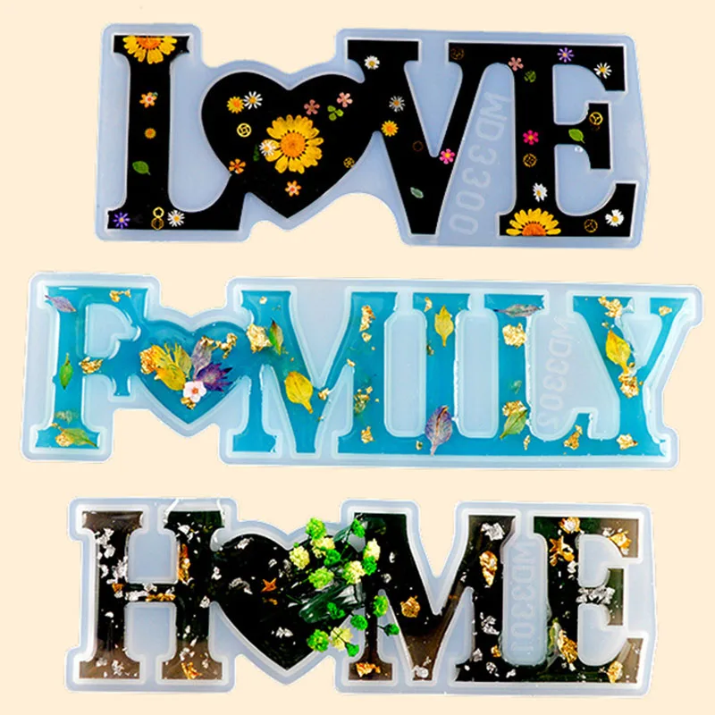 

Family Love Sign Transparent Silicone Mold Epoxy Resin Mould For DIY Crafts Jewelry Valentines Making Casting Mould Molde Resina