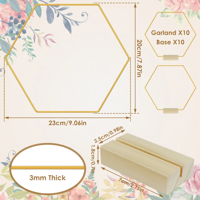 Cerchi In Metallo Per Decorazioni - 3 Pezzi, Oro, Con Base Legno, Per Ghirlande - Foto 5