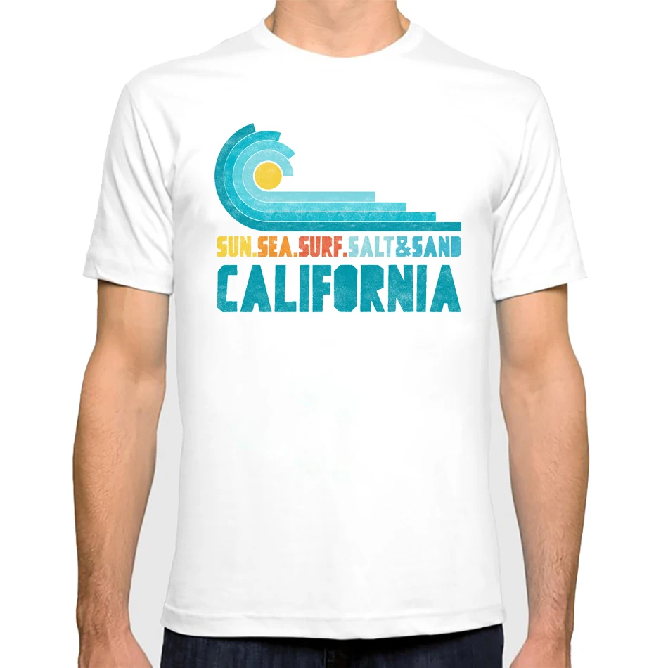 Uomini Onde Da Surf Geometrica 90S Camicia Di Modo Vestiti Mens Top Maschio Sole Sale Marino Di Sabbia E Di Surf California Stampa Tee T-Shirt Grafica