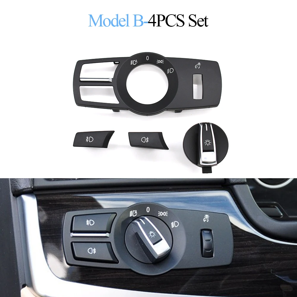 Car Interior Headlight Switch Rotation Button Headlamp Control Panel Cover For BMW 5 6 7 Series X3 X4 F10 F11 F07 F06 F01 F25