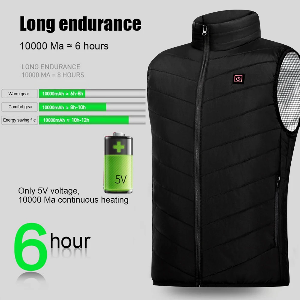 USB Heated Vest for Men and Women with 9 Heating Zones