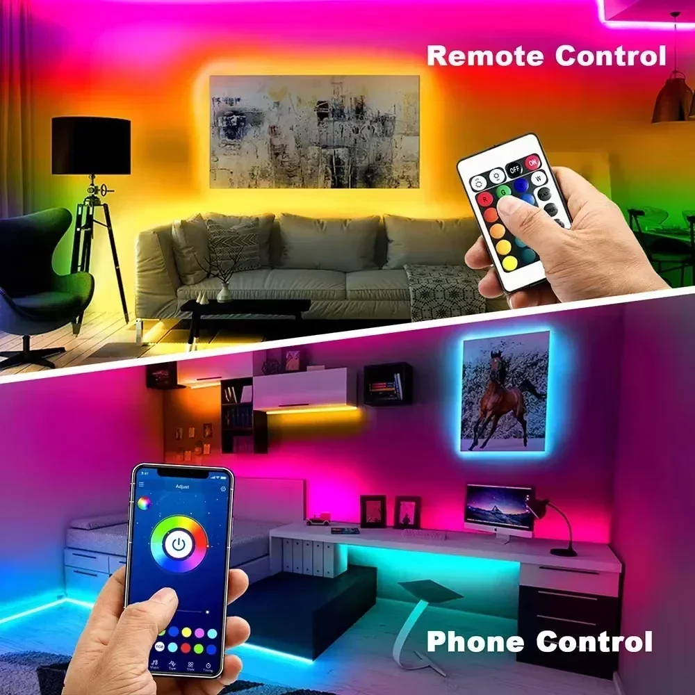 1-30m Smart RGB LED Strip Lights Tape Ribbon USB Bluetooth SMD5050 Music Sync Color Changing Remote App Control game Room Party