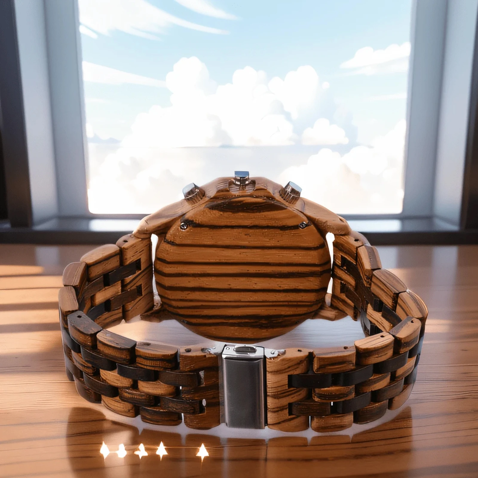 Men's quartz wristwatches Analog Watches Day and Date Display Lightweight Handmade Wood Strap Men's Luminous Watches