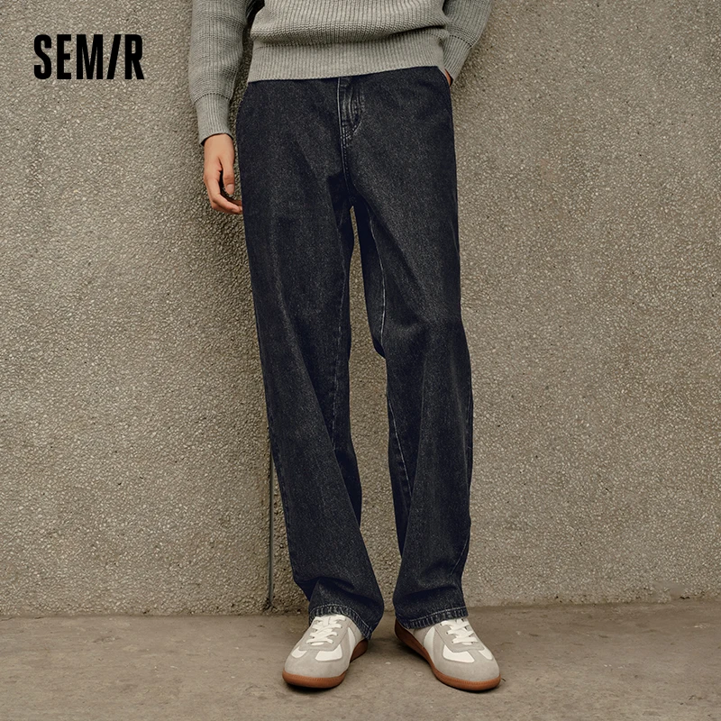 Semir 2023 Men Jeans Autumn New Classic Simple Loose Straight-leg Commuting Trousers for Men