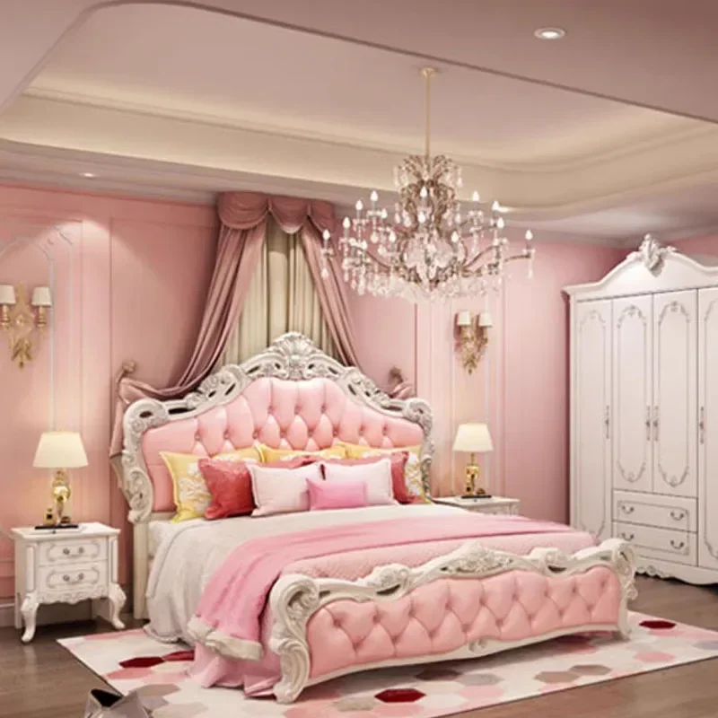 LeatherModernDoubleBedHeadboardLuxuryStoragePlatformKingSize