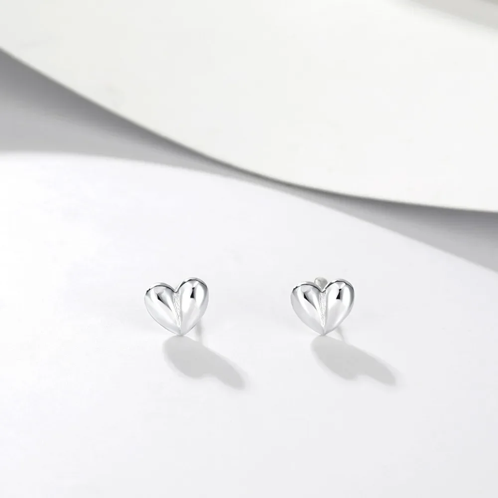 Monkton Solid 925 Sterling Silver Mini Heart Stud Earrings for Women Platinum Plated Hypoallergenic Daily Earrings Jewelry Gifts