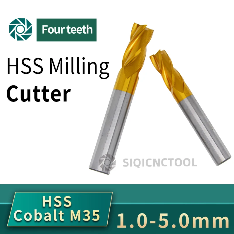 HSS M35 4321 Milling Cutter Set 1.5-12mm End Mill Titanium Coating 4 Flute CNC Router Bit For Metal Steel And Wood Tool end mill cutter