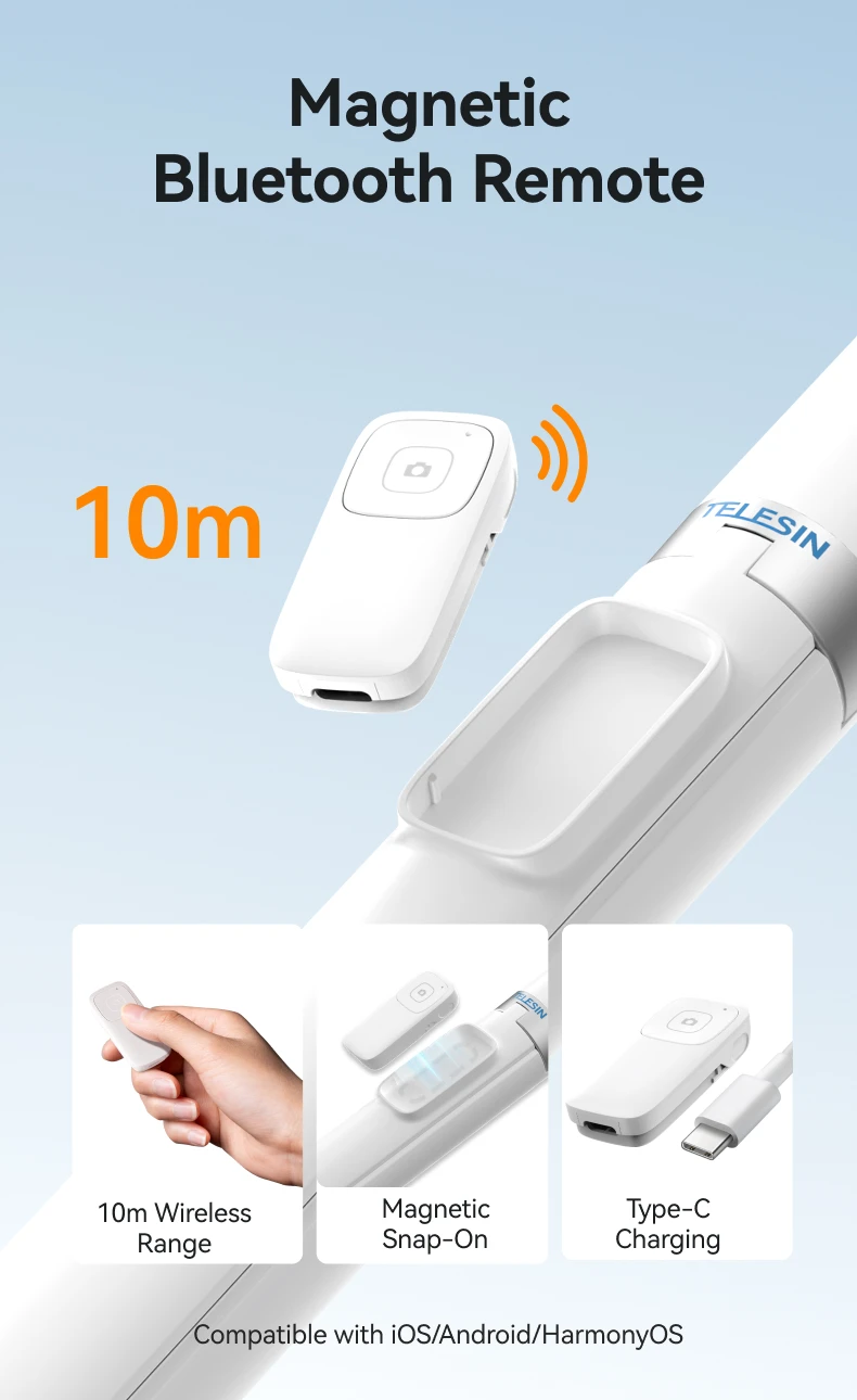 Auto-Opening Tripod Selfie Stick 1.7M 360° Rotation Adjustable selfie stick Wire