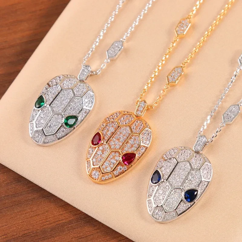 

Luxury High Edition S925 Sterling Silver Full Diamond Snake Necklace Women's Temperament Fashion Brand Gift