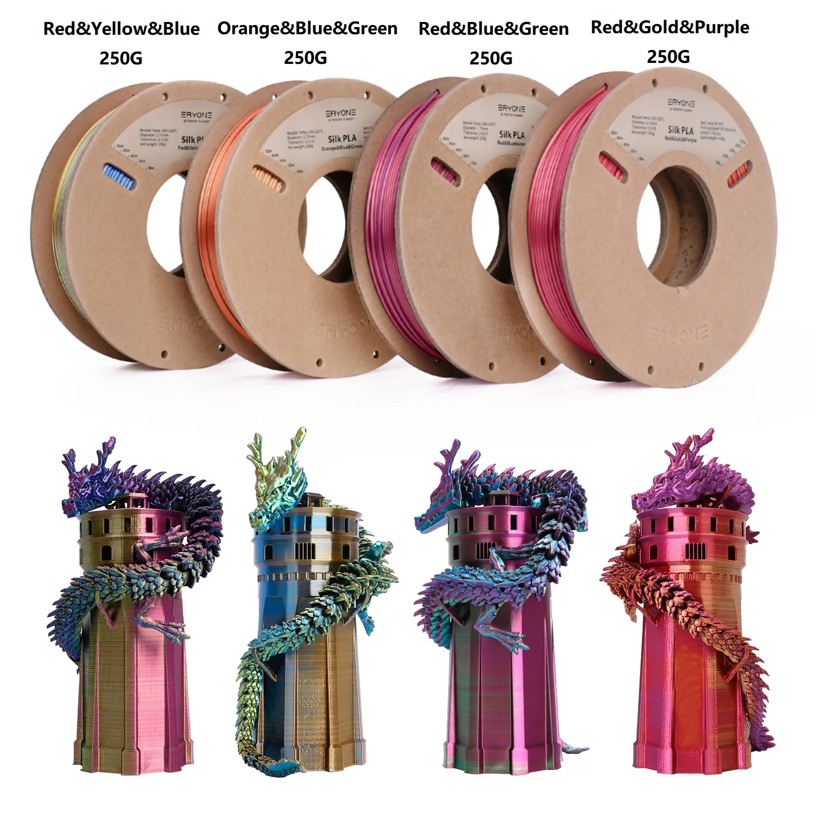 NEU ERYONE 1KG/3KG/10KG Aktion Dreifarbiges Seiden-PLA-Filament für 3D-Druck 1,75mm Filament Hohe Qualität Kostenloser Schnellversand – Detail 7