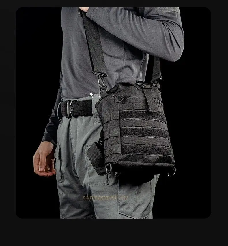 Taktische Molle Gasmaske Tasche Schnelle Entfernung Bein Gürtel Fanny Pack Schulter Träger Jagd – Detail 11