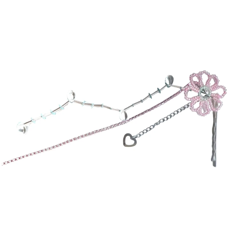 

A2ES Crystal Flower Hairpin for Woman Side Bangs Hair Clip with Fringes
