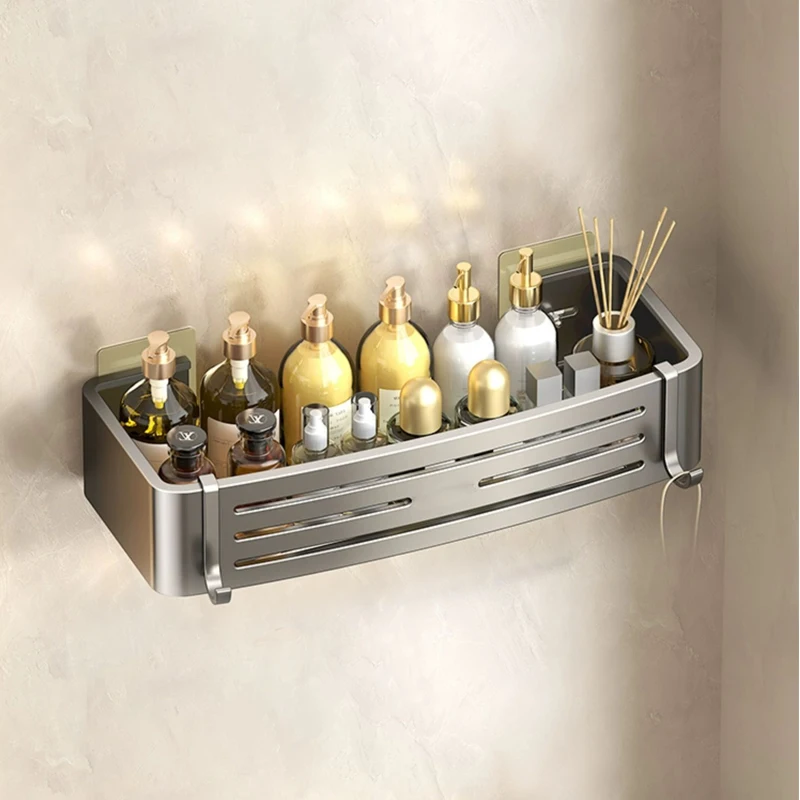 Bathroom Shelves Towel Rack Shower Shelf No Drilling Design for Toiletries